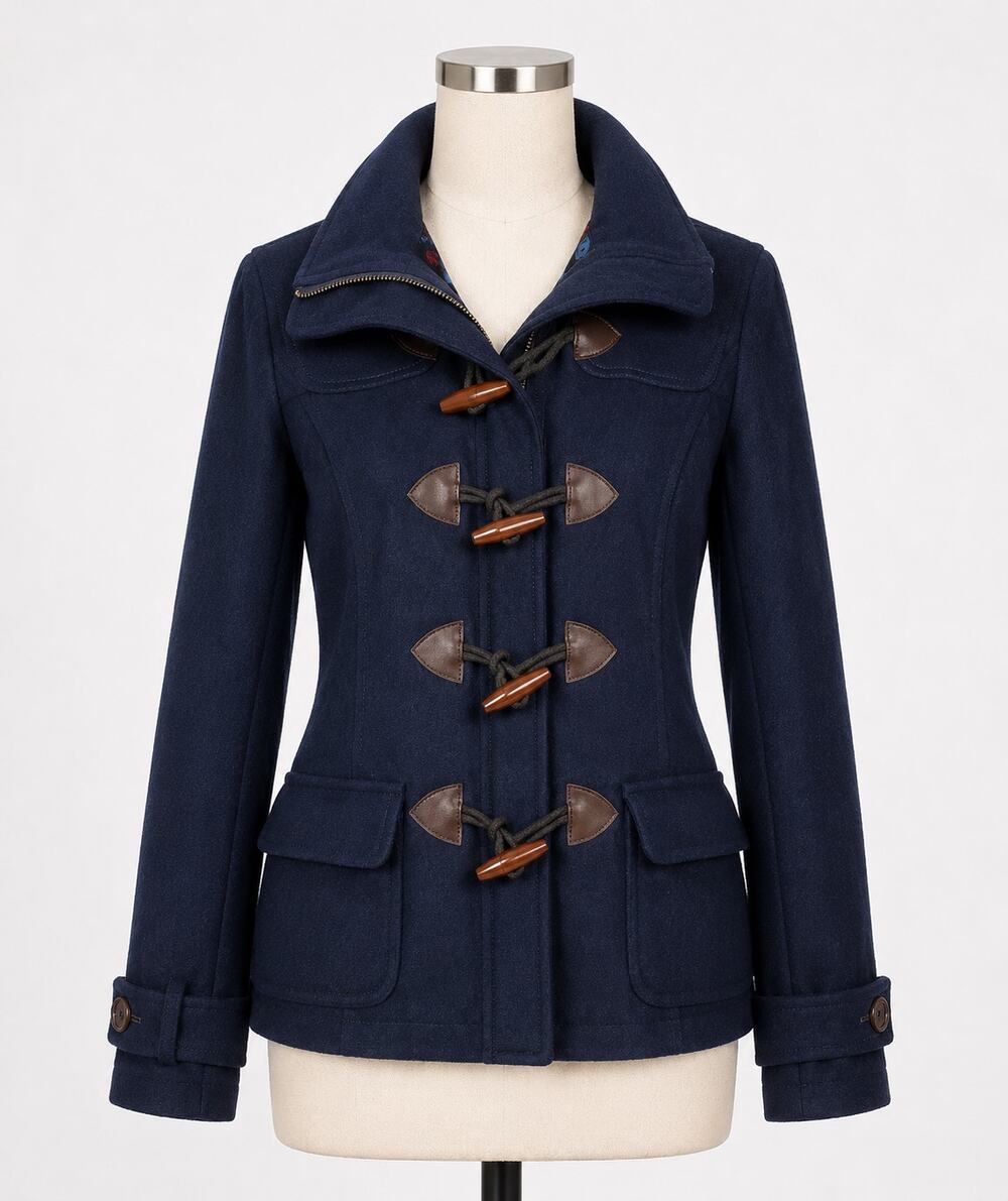 dELiA*s Navy Blue Wool Duffle Toggle Jacket Coat Y2K 90s Style Medium Vintage